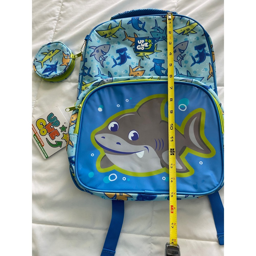 NWT - Up We Go Shark Backpack Set, 15" 🦈 Kids Preschool Bookbag & Pouch